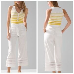 New! WHBM The Wide Leg Crop Linen Pants White